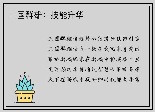 三国群雄：技能升华
